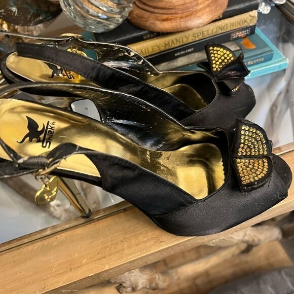Vintage women's Sheik peep toe stilettos. Gorgeous gold heels size 9 - Picture 9 of 16